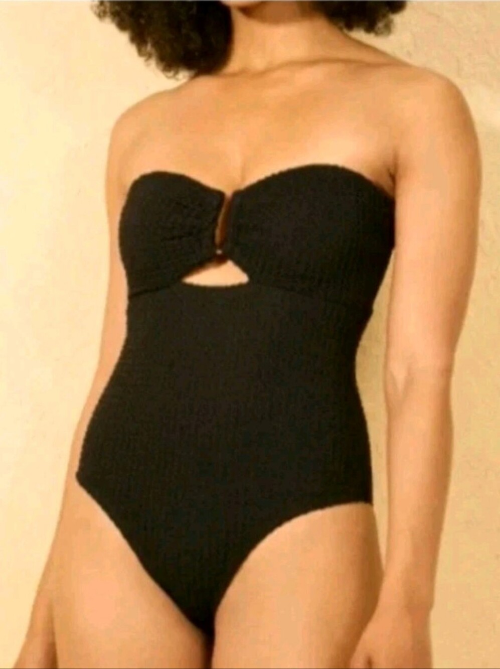 Crochet Gold U Wire One Piece Swimsuit - Shade & Shore Black Bandeau Small NWT